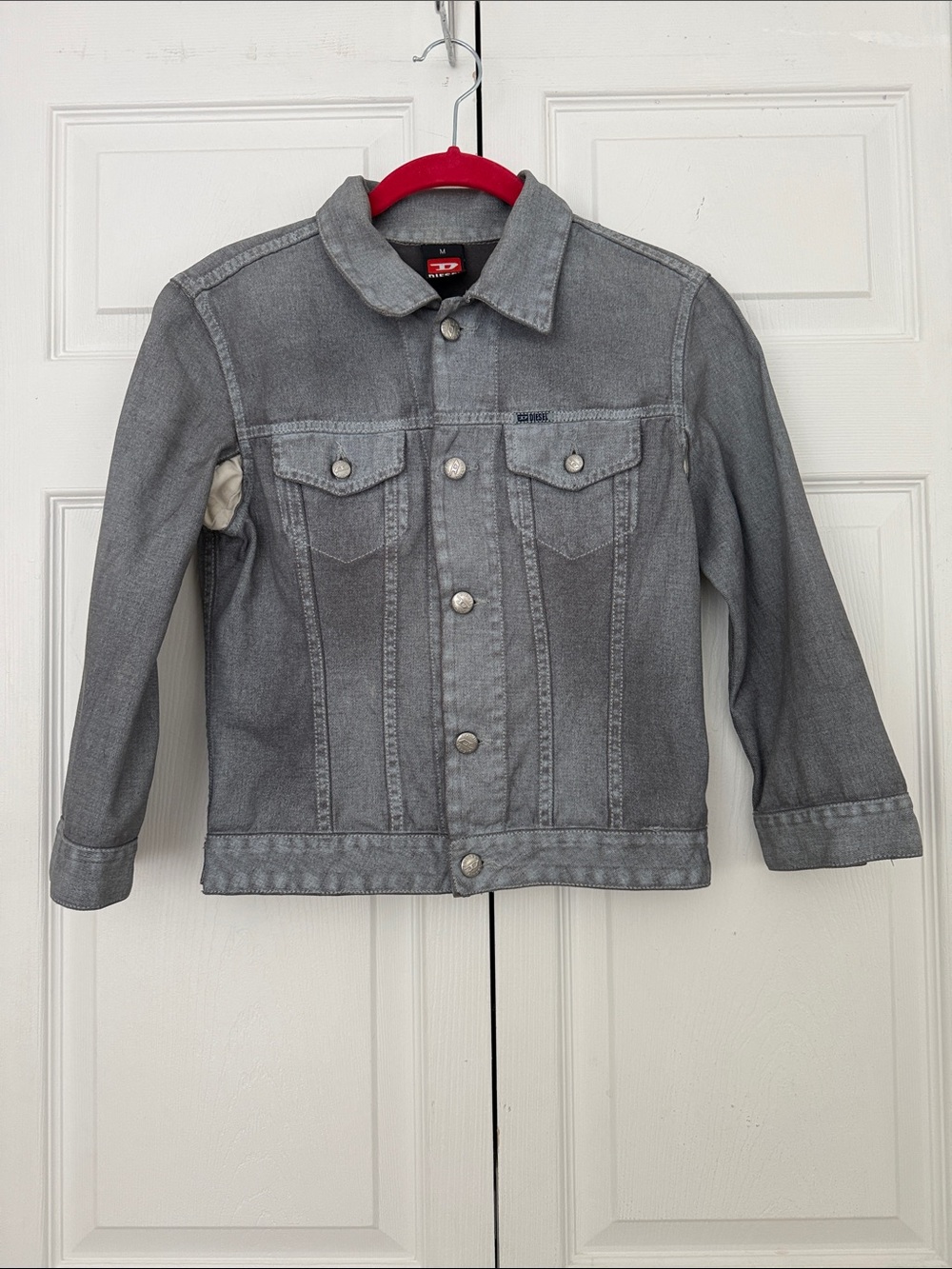 Diesel Slim Fit Vintage Gray Denim Trucker Jacket Size M Summer Coastal Y2K